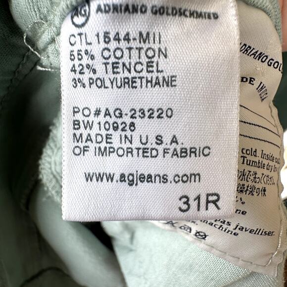 Adriano Goldschmied Stevie Ankle Zip Stretchy Jeans Sz 31R in Pale Sage Green - Picture 8 of 8